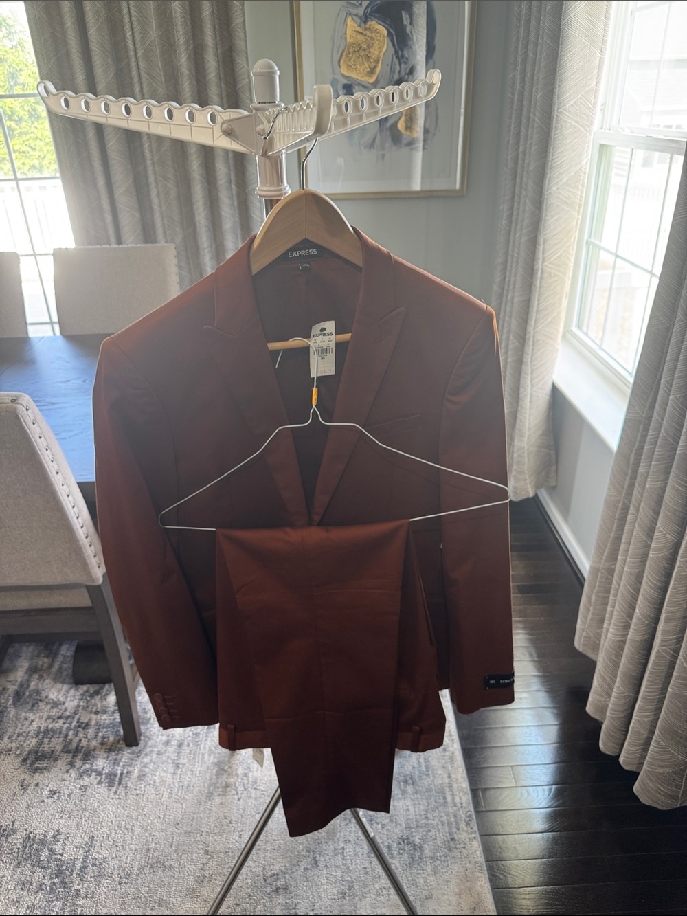 Express Men's Rust Brown Two-Piece Suit Jacket & Pants